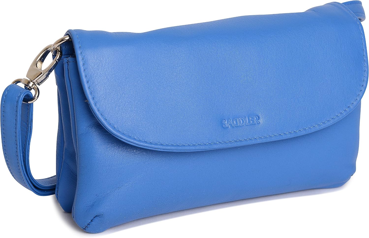SADDLER "Audrey Real Leather Crossbody Bag - Slim Ladies Handbag & Clutch, Blue - Image 3