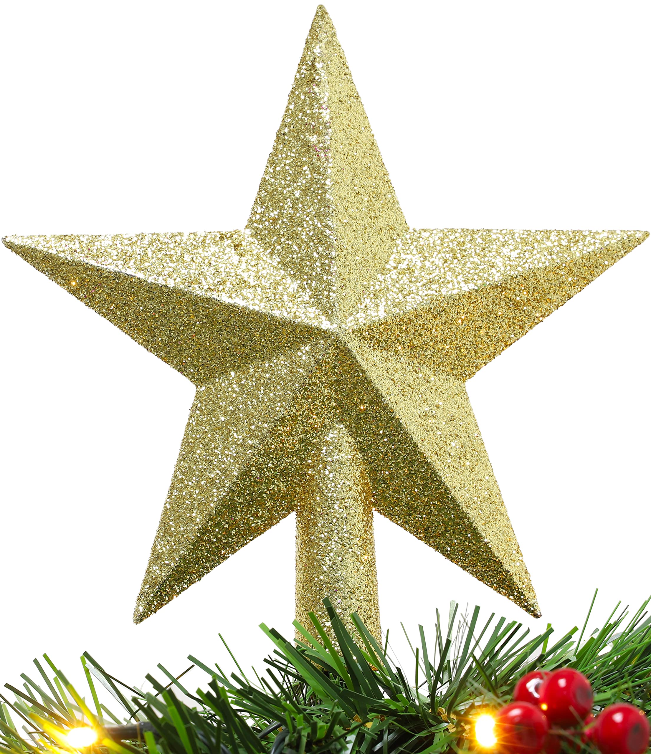 Christmas Concepts® 200mm (8") Glitter Tree Top Star Decoration – Christmas Tree Topper (Gold)
