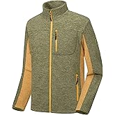 Little Donkey Andy Men's Winter Warm Polar Fleece Golf Jacket Lightweight Thermal Hiking Running Travel Jacket Olive Heather M