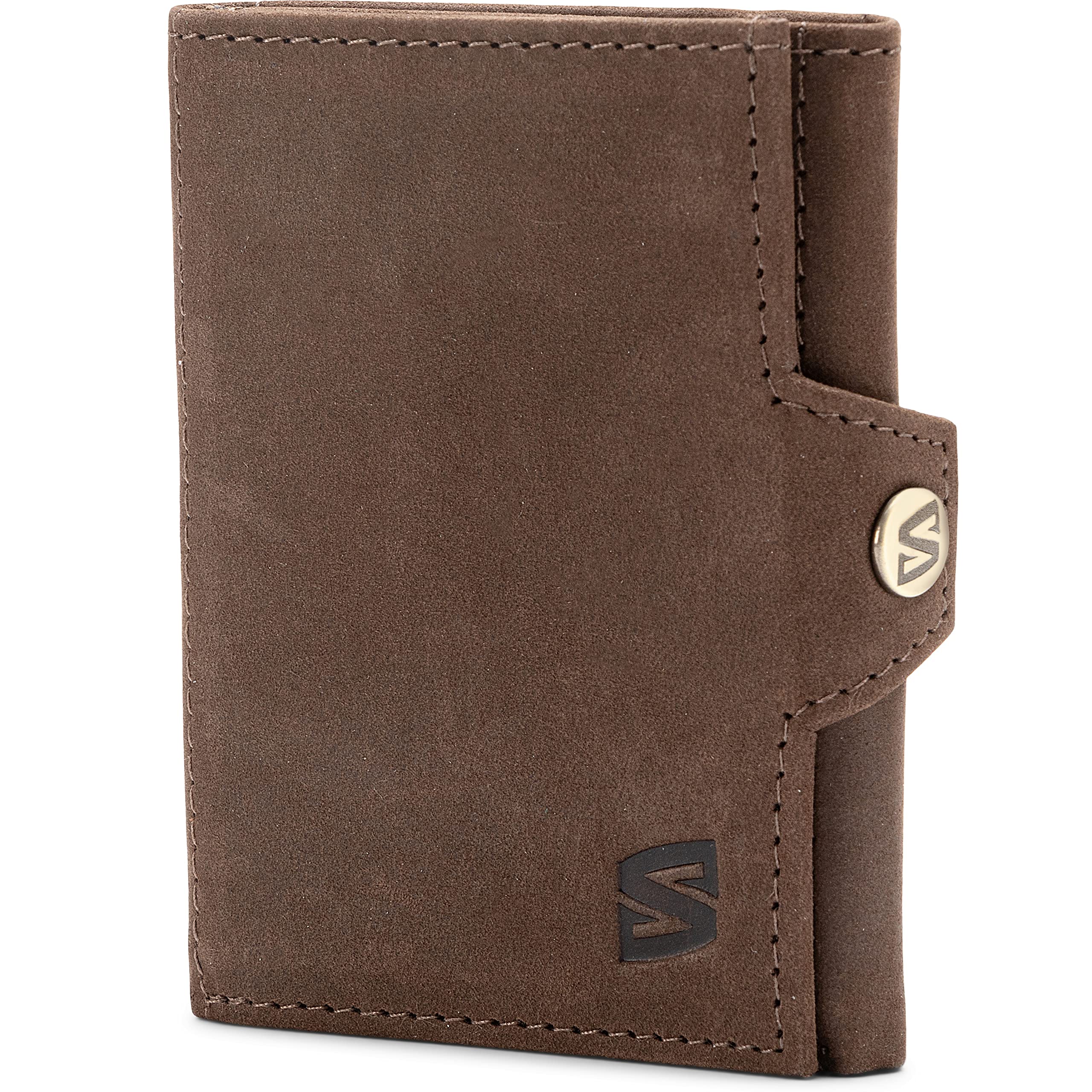 SERASAR | Mens Leather Wallet [Genius] with RFID Protection | Brown | Real Leather | Note and Coin Compartment | Including Gift Box | Great Gift Idea | Purse Men | Notecase
