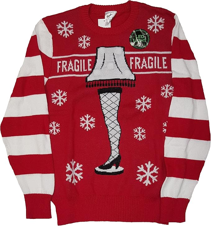 Christmas Story Leg Lamp Red LED Light Pullover Sweater  2XL at Amazon