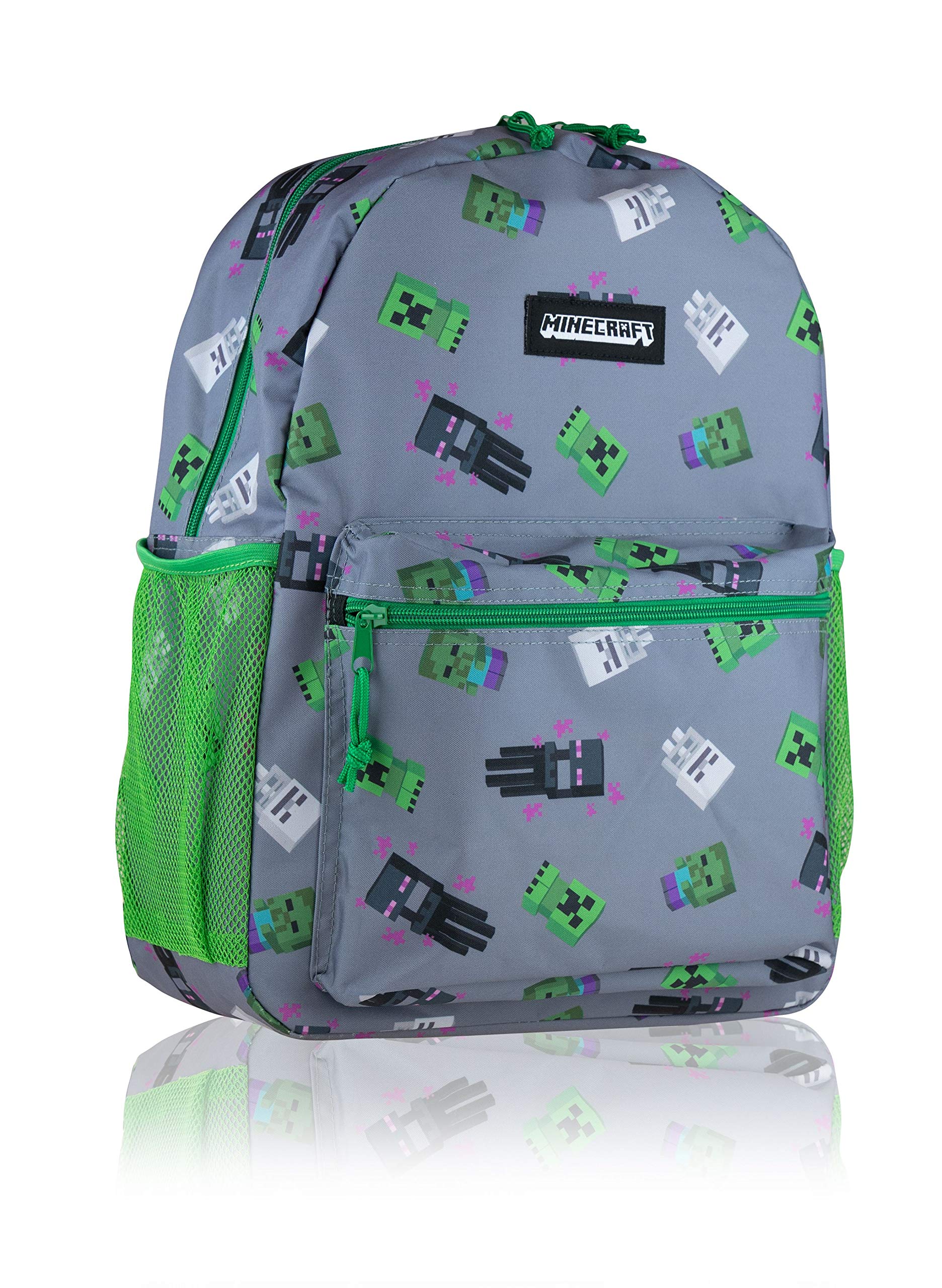 MINECRAFT Teen Backpack, Grey, Dimensions: Approx. 30 x 14 x 40 cm (L x W x H), Gray, Maße: ca. 30 x 14 x 40 cm (LxBxH), Games