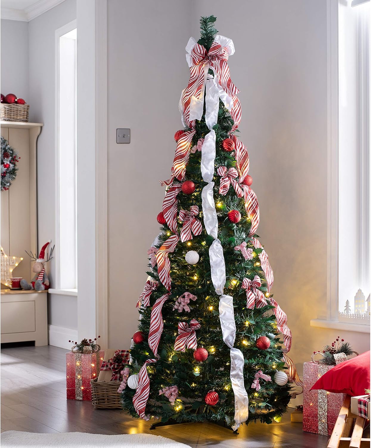 WeRChristmas Pre-Lit Pop Up Decorated Christmas Tree with 150 Static Warm LED Lights, Multi-Colour, 6 feet/1.8m - Image 3