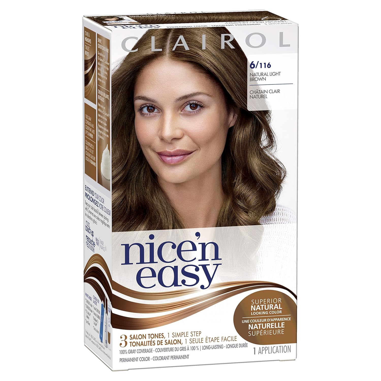 Clairol Nice'n Easy Original Permanent Hair Color, 6 Light Brown, 3 Count : Chemical Hair Dyes : Beauty