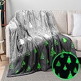 PAVILIA Glow in The Dark Christmas Tree Gift Blanket for Girls Boys, Soft Plush Fleece for 1-10 Year Old Kids, Birthday, Room Decor, 50x60