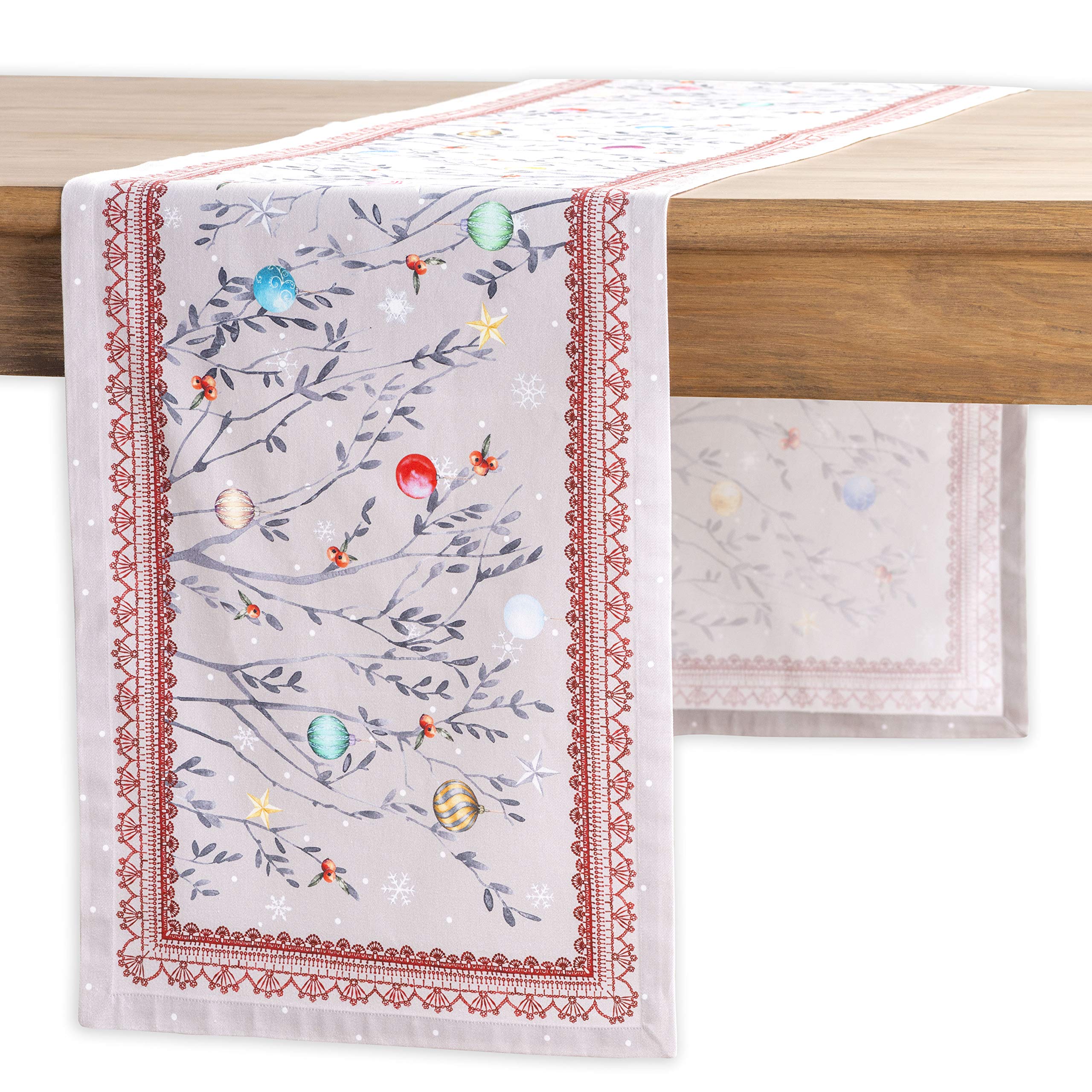 Maison d' Hermine Table runner 100% Cotton Single Layer Table Runners 230 CM long for Christmas Decorations Home Kitchen Dining Party Wedding Bridal Shower (Fairy Christmas, 37 cm x 230 cm)