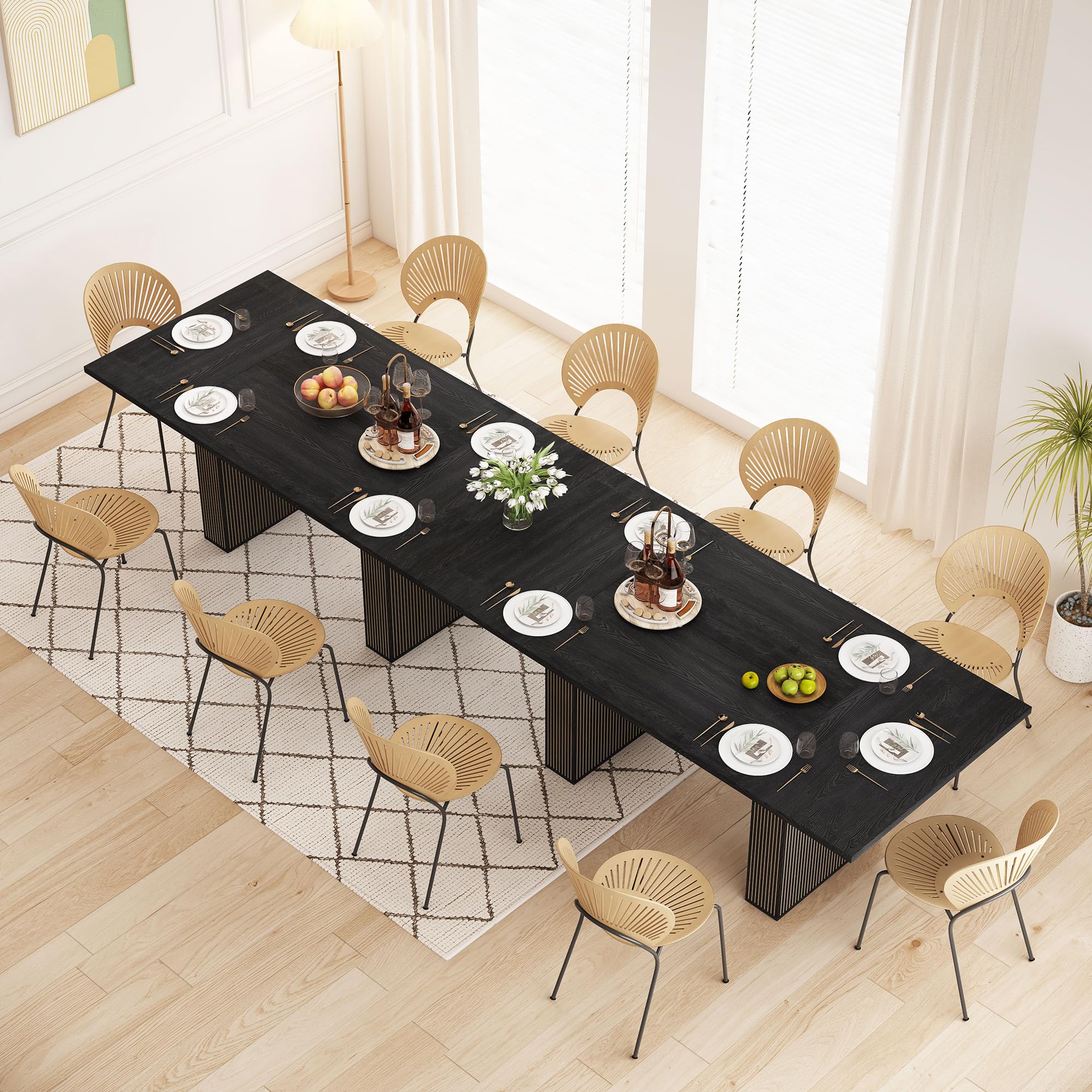 78 Inch Dining Table For 6 8 10, Modern Farmhouse Rectangular Kitchen ...