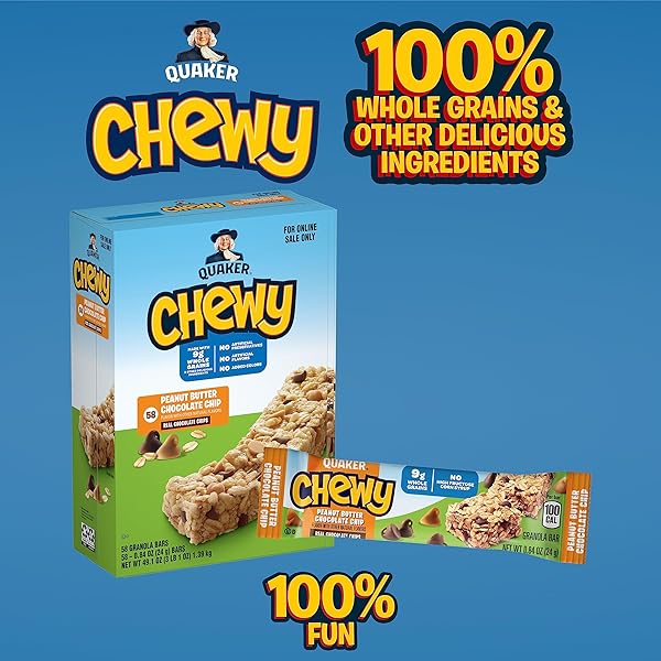 QUAKER CHEWY GRANOLA BARS, PEANUT BUTTER CHOCOLATE CHIP, 58 COUNT