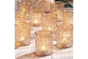 NITIME 12pcs Gold Votive Candle Holders- Tealight Candle Holder for Table Centerpiece, Glass Candle Holder for Wedding Table Decor, Home Decor and Party Decor