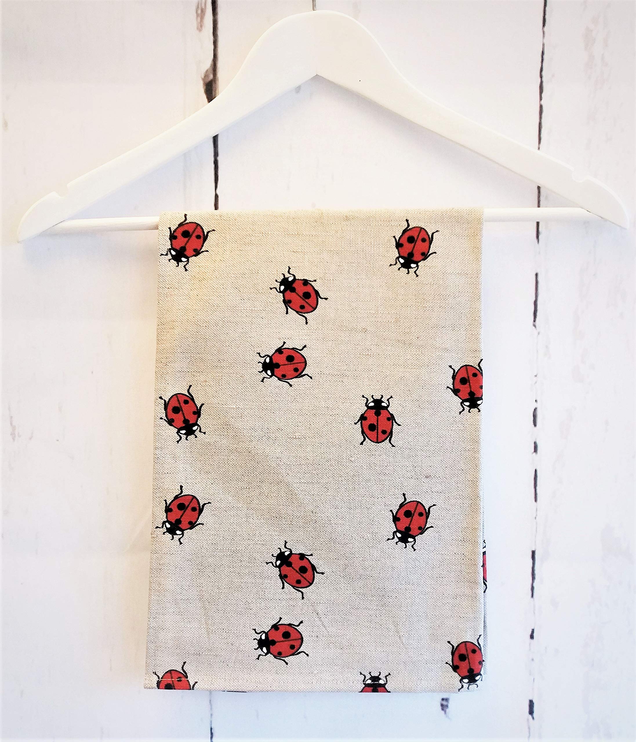 A Pair of Linen Cotton Tea Towels Kitchen Towels Ladybirds (pack of 2 towels)
