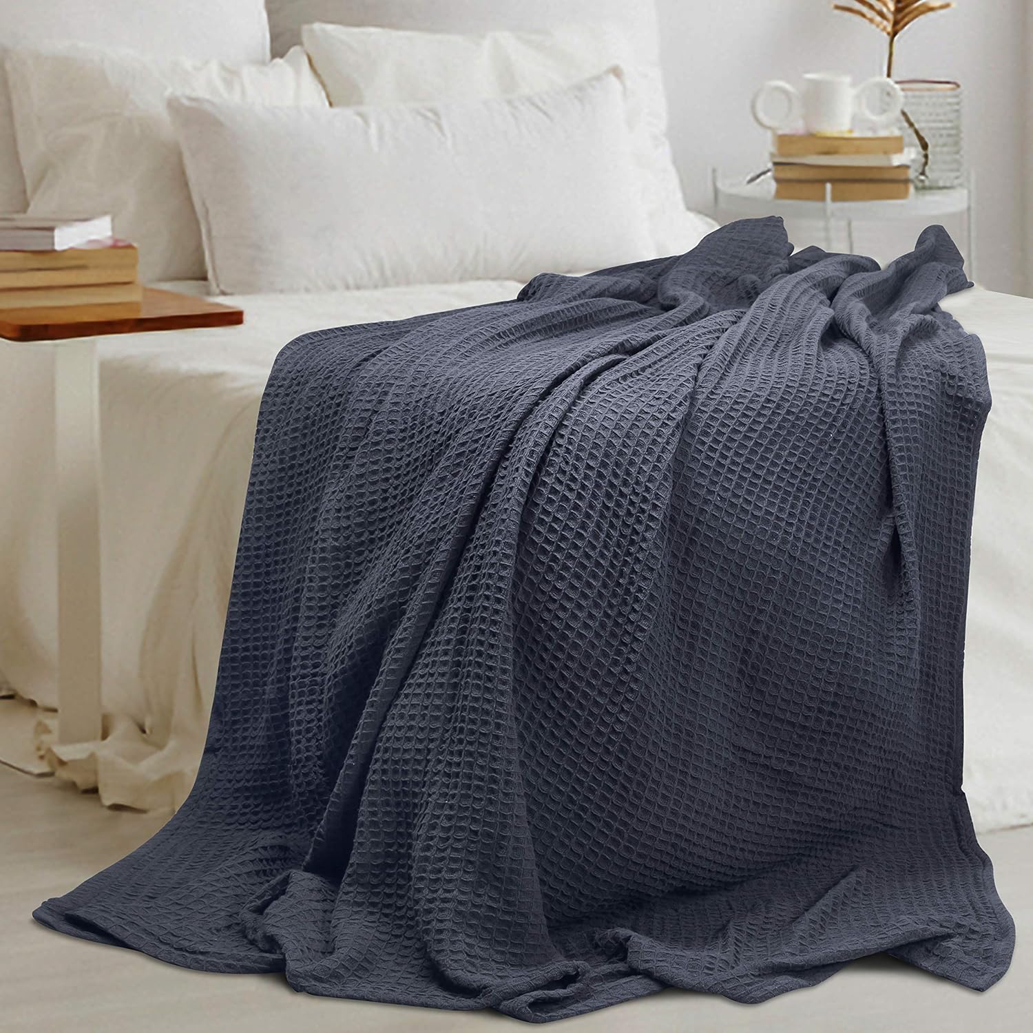 EHC Luxuriously Soft Chunky Waffle Cotton Throws Extra Large Sofa Bed, Sofa, Couch Blanket Bedspread, King Size, 225 x 250 cm - Image 4