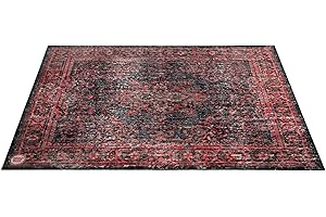 DRUM N BASE DRUMnBASE Vintage Persian Style Stage Rug, Non Slip Waterproof Rug for Stage or Studio Use to Reduce Vibrations, Black Red, 6 FT X 5.25 FT