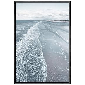 SIGNWIN Framed Canvas Wall Art Blue Wash Out...