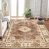 GarveeHome 10x13 Area Rugs Washable, Brown Rug for Living Room Bedroom Dining Room, Large Boho Vintage Bohemian Distressed Oriental Carpet Non Slip, Floral, for Nursery Kids Room Office Farmhouse