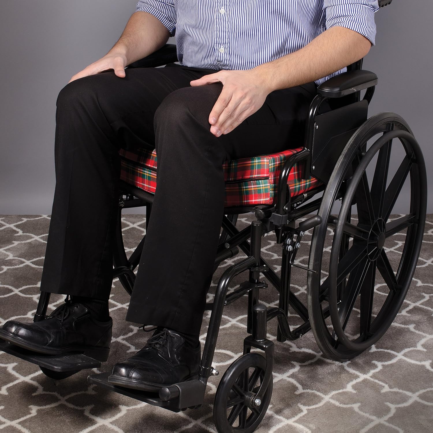 DMI Foam Seat and Wheelchair Cushion with Cover, Supportive Comfort Foam, 4 x 16 x 18 Inch, Plaid: Health & Personal Care
