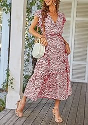 PRETTYGARDEN Women's 2024 Floral Boho Dress Wrap V