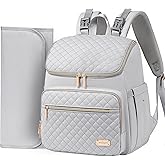 Weitars Diaper Bag Backpack Large Baby Diaper Bag with Changing Pad Travel Diaper Backpack,Baby Bag for Boys Girls,Stroller Straps,5 Insulated Pockets (Gray)