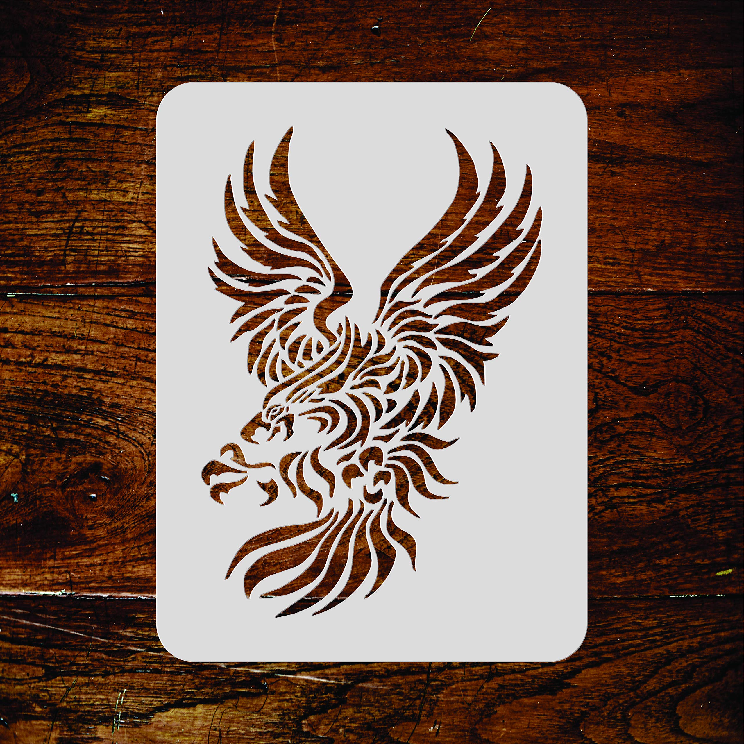 Eagle Stencil - 11.43 x 16.51 cm (S) - Reusable Stylized Bird Animal Wildlife Wall Stencil Template