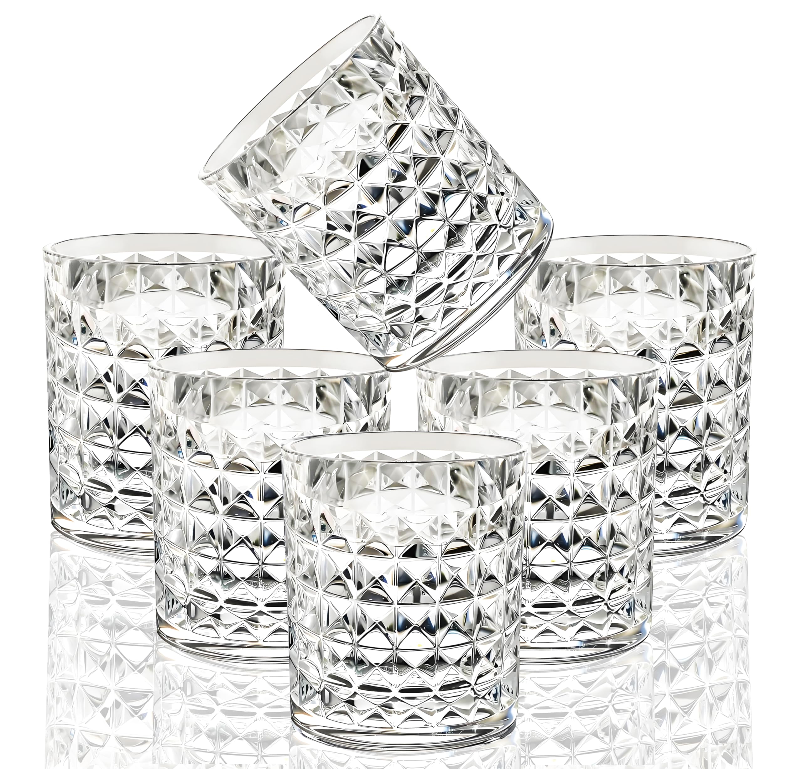 [Look like Glass] 250ml Set of 6 Plastic Whiskey Glasses Unbreakable Drinking Cups Dishwasher Safe BPA Free Cocktail Beer Drinkware ShatterProof Clear Tumblers Acrylic Juice Drinking Glasses