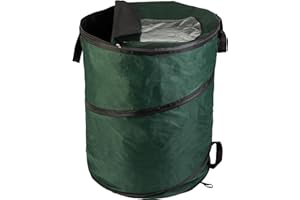 Wakeman Outdoor Trash Can - 46-Gallon Collapsible Garbage Can with 3 Stakes - Pop Up Trash Bin for Camping, Storage, or Yard Waste Outdoors (Green)