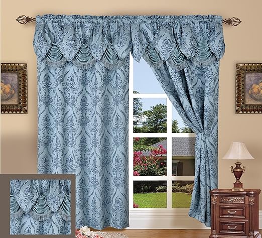 Amazon Com Elegance Linen Luxury Jacquard Curtain Panel Set With