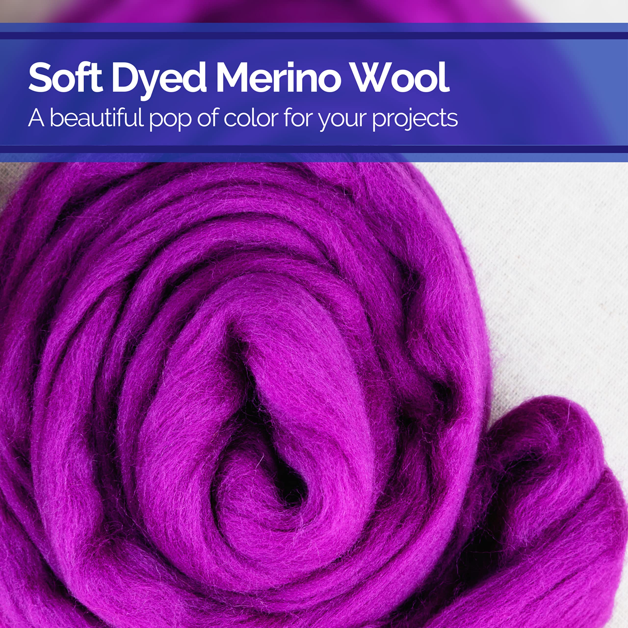 Revolution Fibers | Mixed Merino Wool Variety Pack - Purple Disco | Perfect Wool Roving for Spinning, Rolags, Needle Felting, Wet Felting, Tapestry, Weaving and Crafting