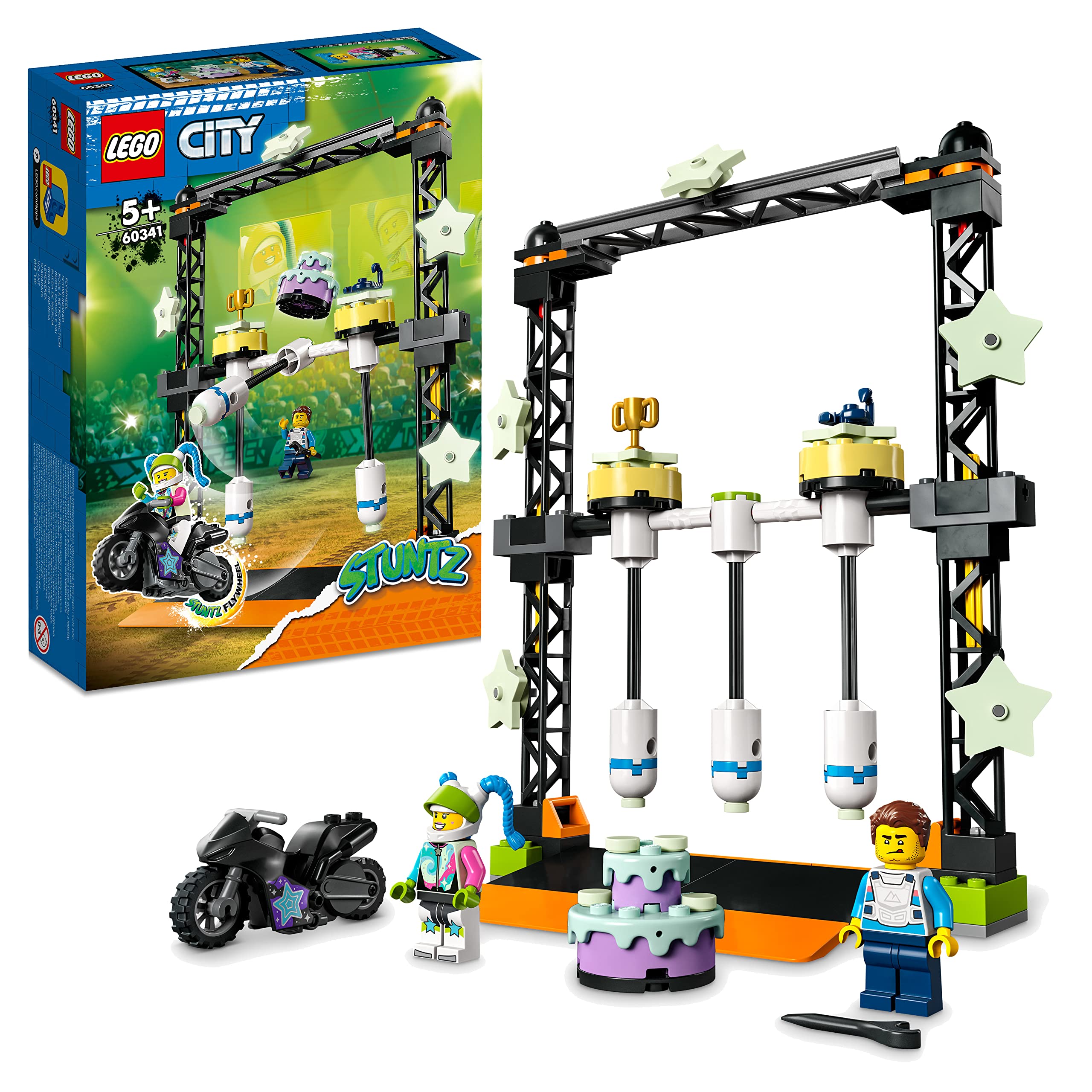 LEGO 60341 City Stuntz The Knockdown Stunt Challenge Playset, Adventure TV Series Action Toy For Kids Aged 5 plus with Stunt Bike, Racer & Accessories