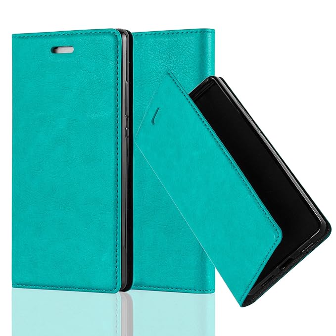 Cadorabo Hülle für Huawei P8 - Hülle in Petrol TÜRKIS – Handyhülle mit Magnetverschluss, Standfunktion und Kartenfach - Case 