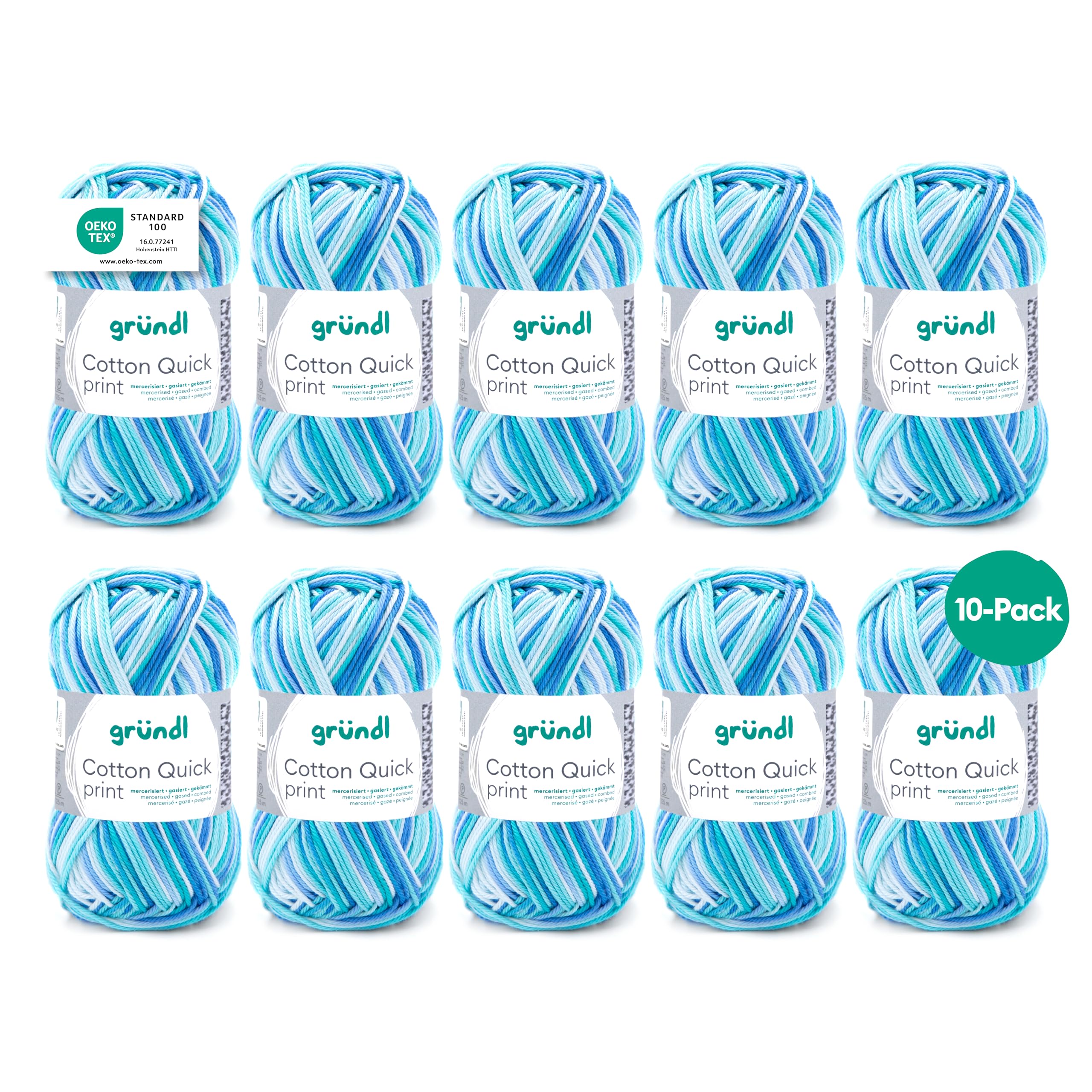 Gründl 861 183 Cotton Quick Print 35 x 24 x 7 cm Wool/Cotton, Aqua-pack of 10 — image 1