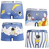 DECOVICI Boys Underwear 4 Pack, Kids Boxer Briefs 2-12 Years Soft Breathable Toddler Little Boys Boxer Shorts Dinosaur Space
