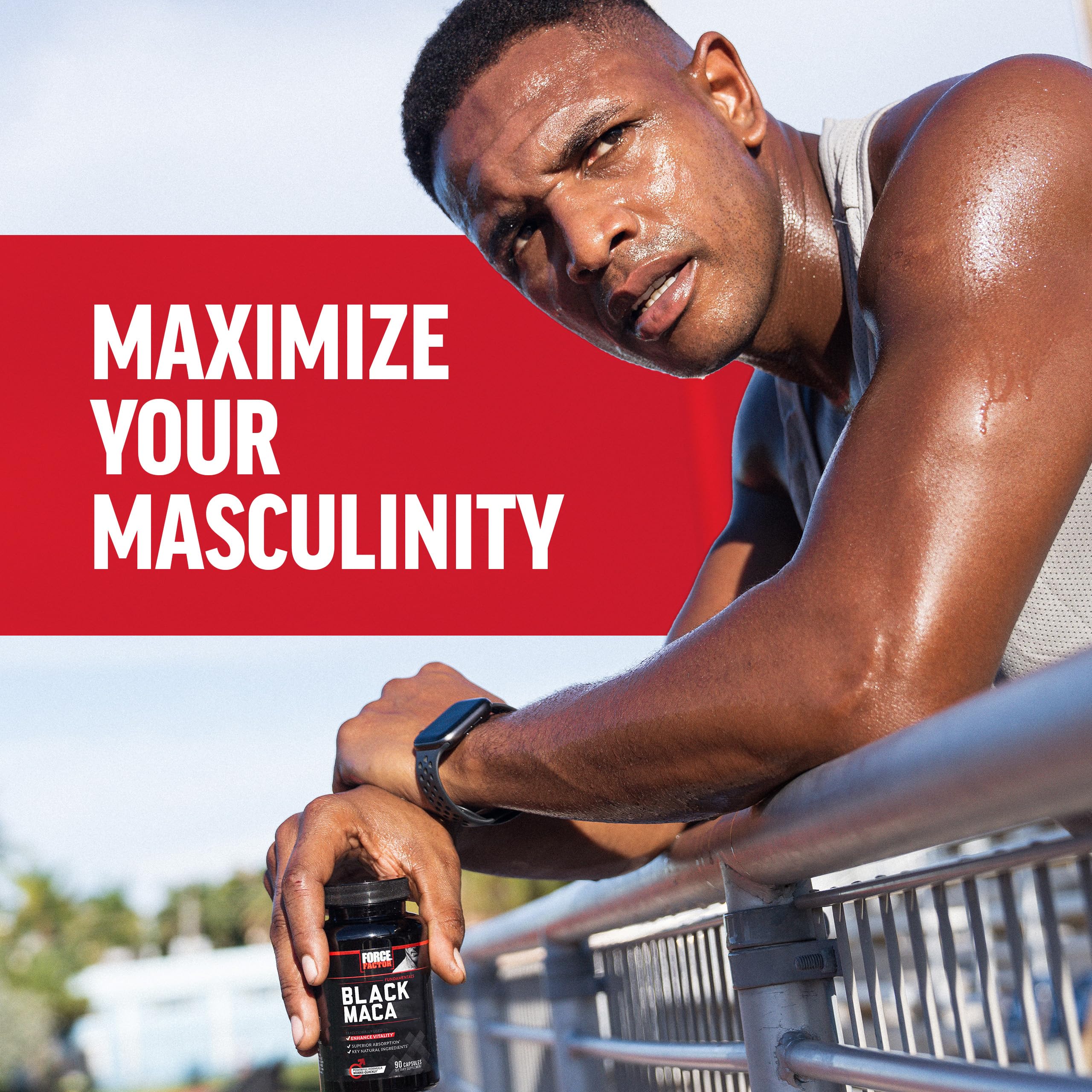 Force Factor Black Maca Root Supplement for Men, 1000mg Maca Negra Extract for Energy, Hormonal Balance & Vitality, Superior Absorption with BioPerine, 90 Capsules