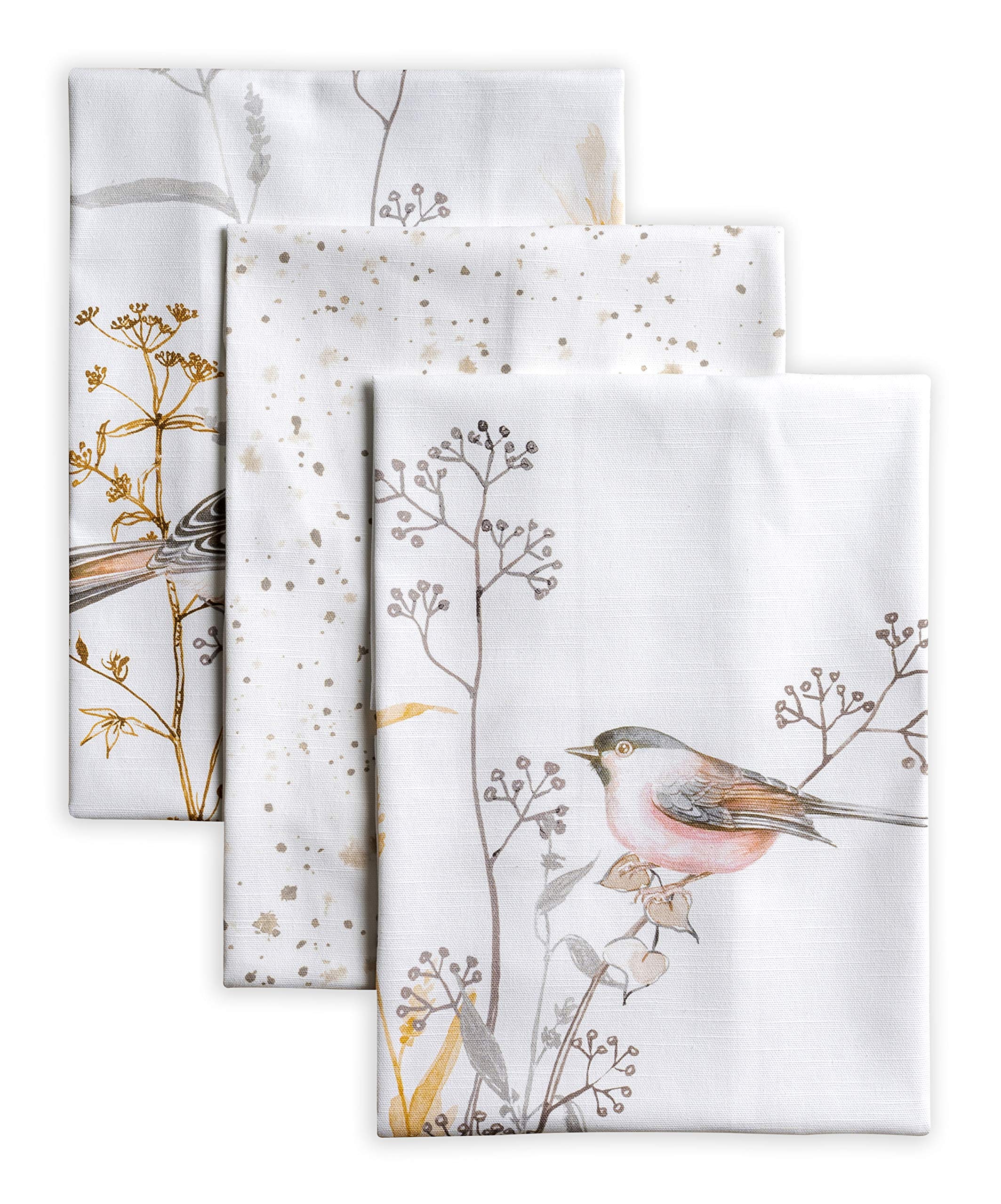 Maison d' Hermine Kitchen Towels Set of 3 100% Cotton 70 CM x 50 CM Reusable Cloth Tea Dish Towels Absorbent with Hanging Loop for Kitchen Dining Gifts for Mothers Day (Happy Florals - High Summer)
