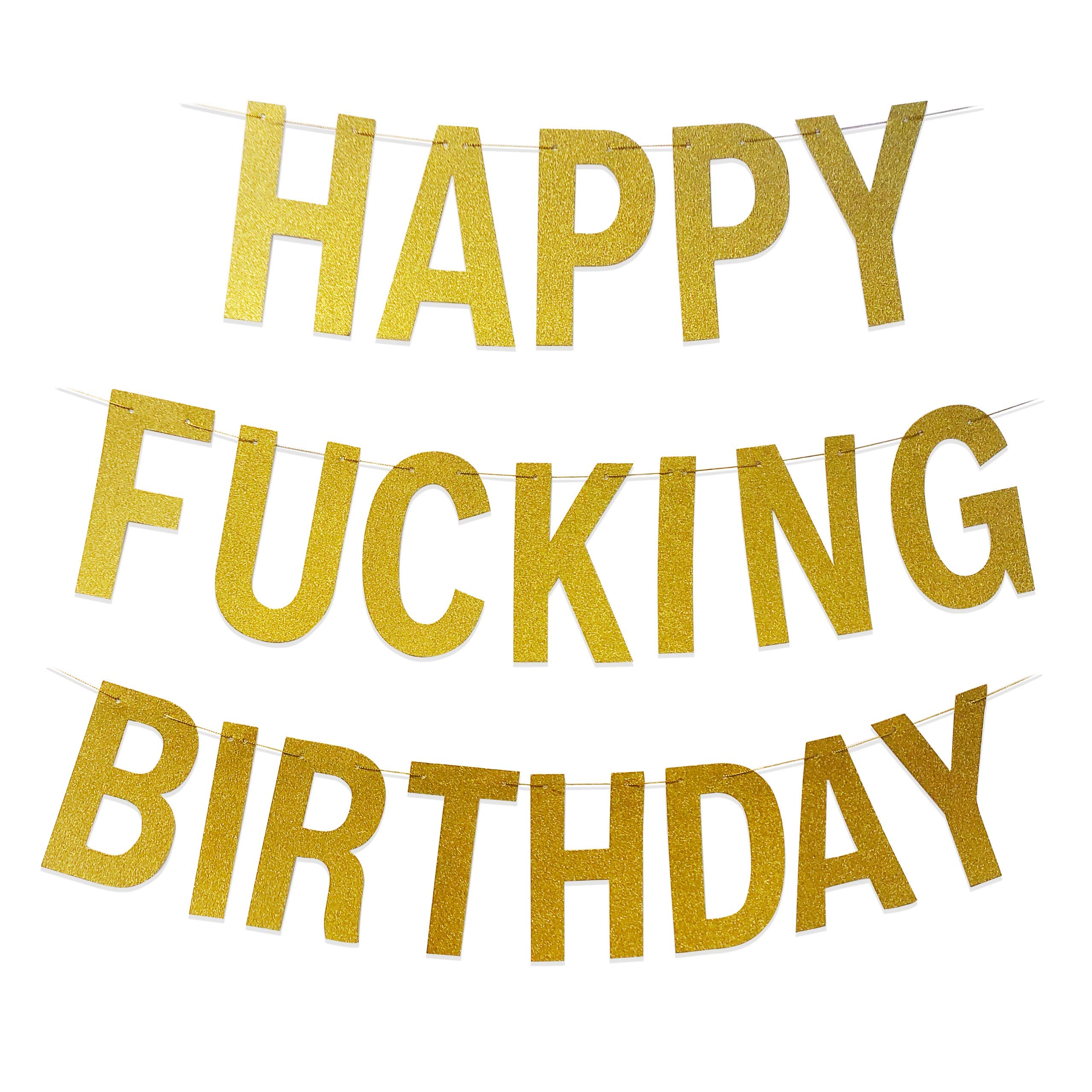 Horrible Party Stuff Large HAPPY F***ING BIRTHDAY Bunting - Adult Funny Birthday Banner, Office Prank