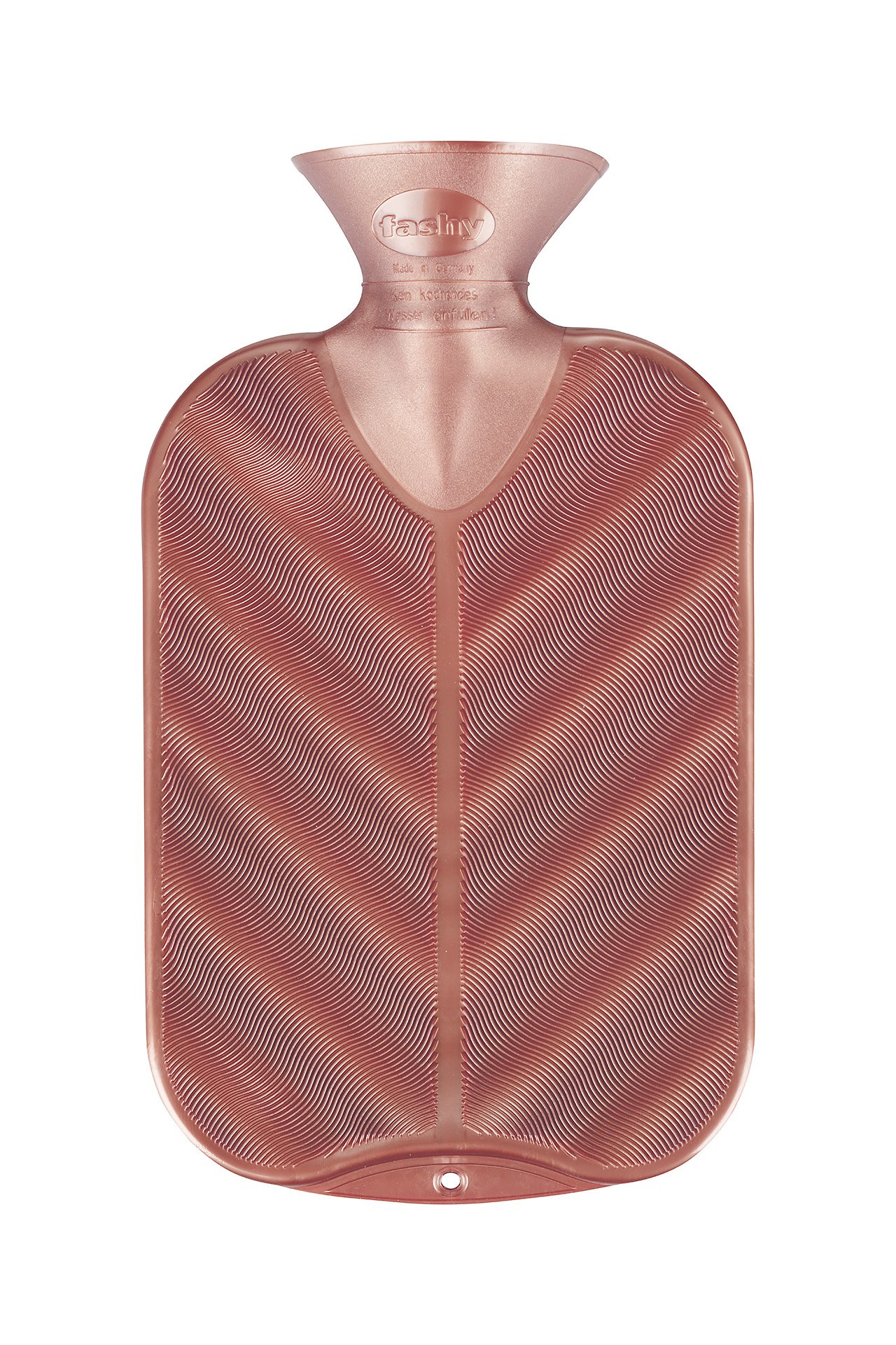 Fashy Single Ribbed with 3D Wave in Glossy Colour Rose Gold Hot Water Bottle, 2.0 Litre