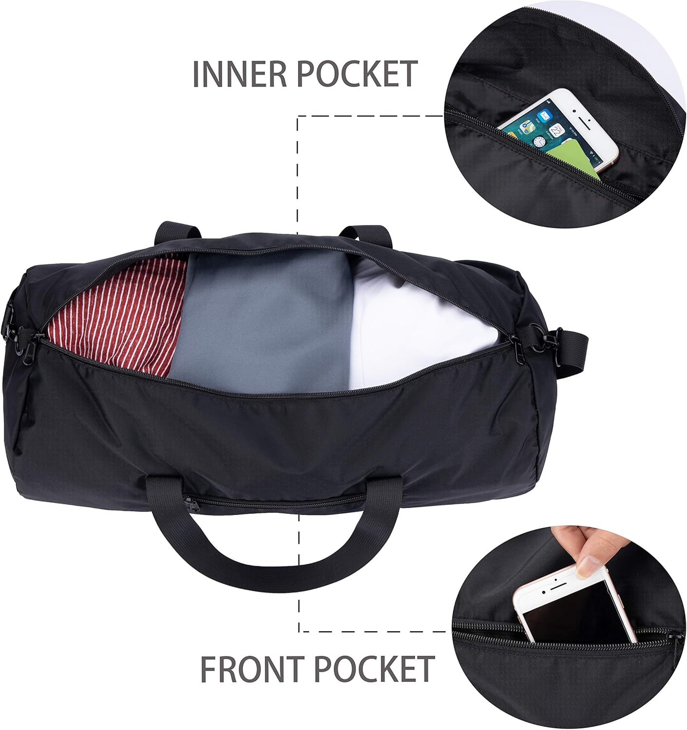 Vorspack Duffel Bag 20-24-28 Inches Foldable Gym Bag for Men Women Duffle Bag Lightweight with Inner Pocket for Travel Sports: Clothing