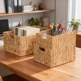 Wickerfield Woven Water Hyacinth Organiser Basket Small with Handles view 4