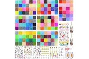 Ghguole 168 Colors 68000pcs 2mm Glass Seed Beads for Jewelry Making Kit, Small Beads Bracelet Making Kit, Tiny Beads Necklace Making Kit with Letter Evil Eye Beads & Charms Pendants, DIY, Art