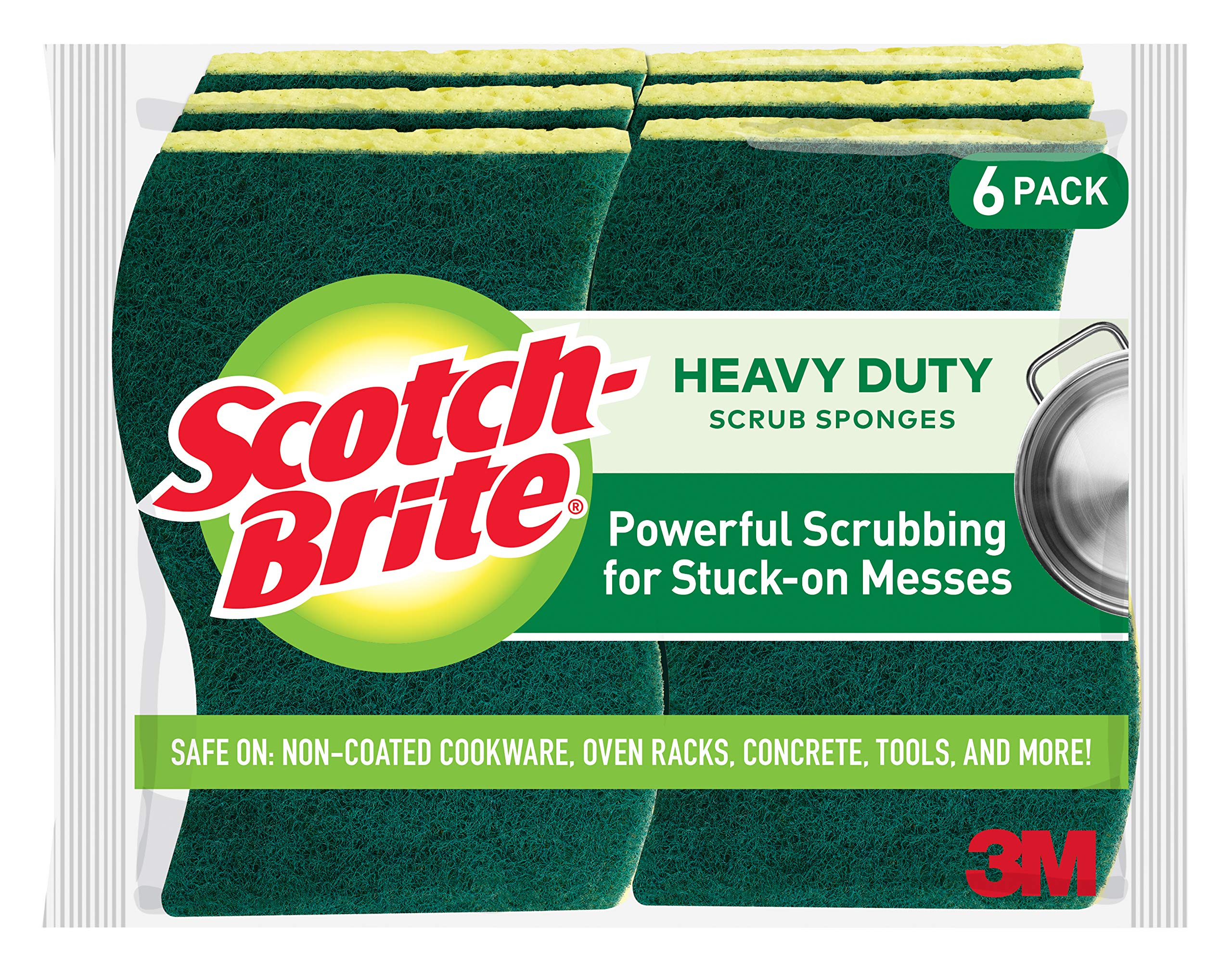 ScotchBrite Heavy Duty Scrub Sponges, 6 Scrub Sponges, Stands Up to