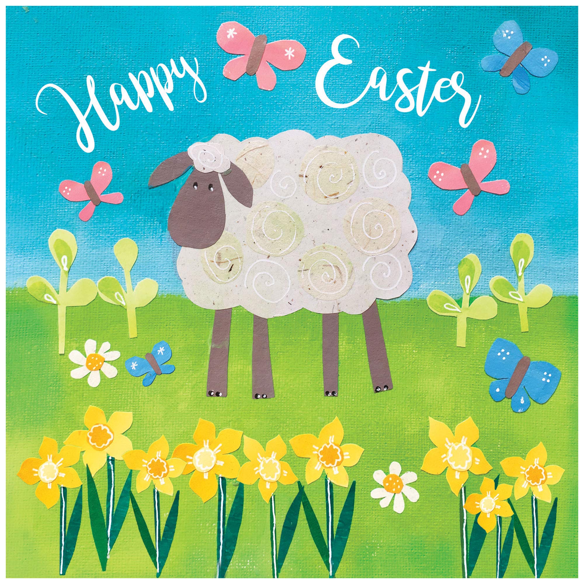 Religious Easter Cards - Sheep, pack of 5, with white envelopes and Bible verse inside these Christian Easter cards, by Just Cards Direct