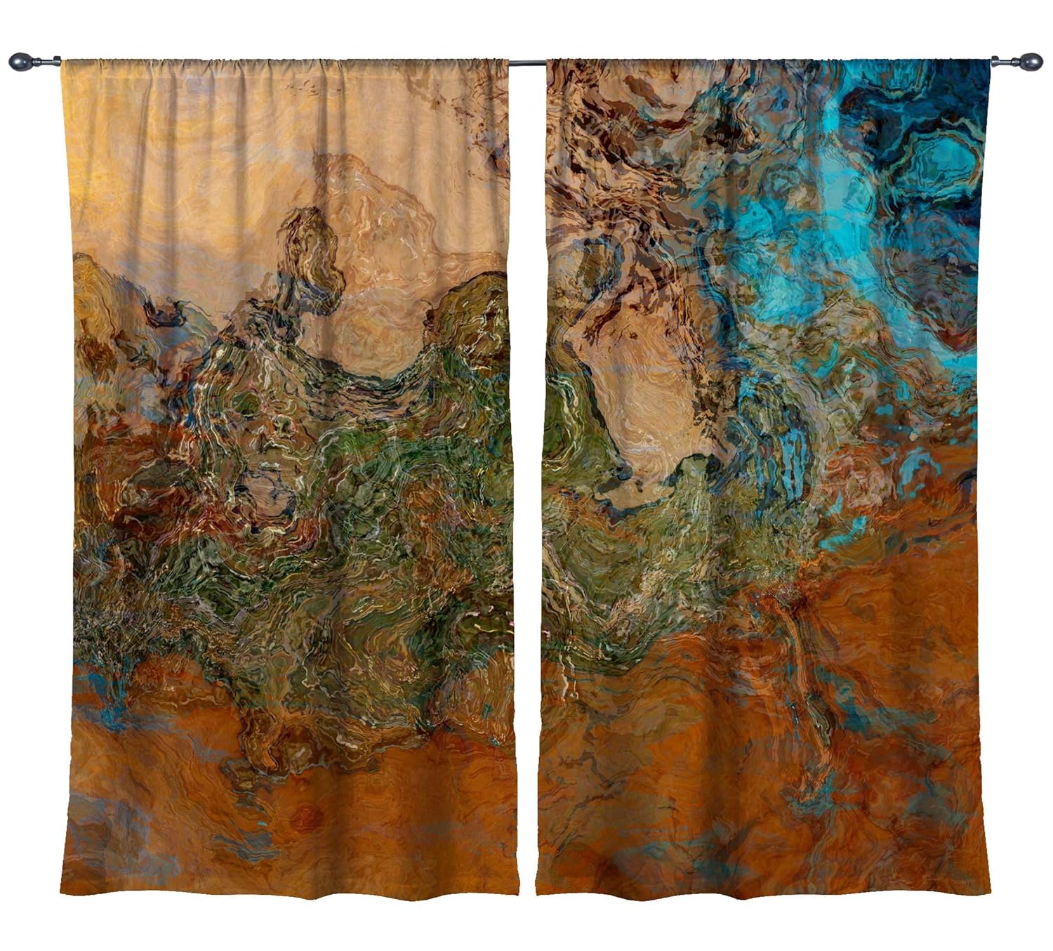 Abstract art draperies, window curtain set with two 50"x84