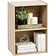 IRIS USA CX-2 Wood, Bookshelf Storage Shelf, Bookcase, 2-Tier, Light Brown