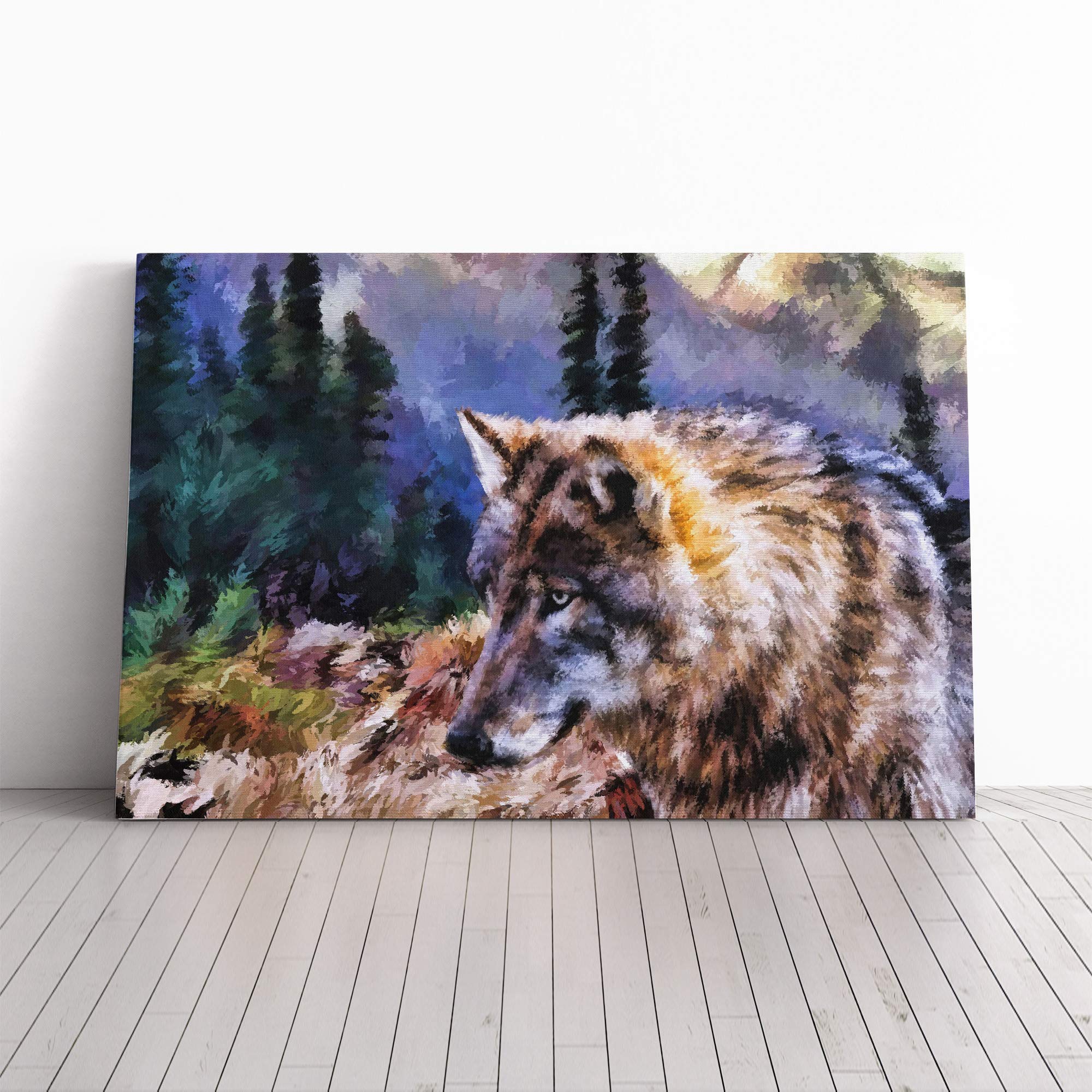 Wall Abstract Wolf Art (3) Canvas Print | Gallery Wrapped 30mm Frame Wall Art | 20x14 inches | Ready to Hang | Abstract Animals Picture | Living Room Bedroom Lounge Office