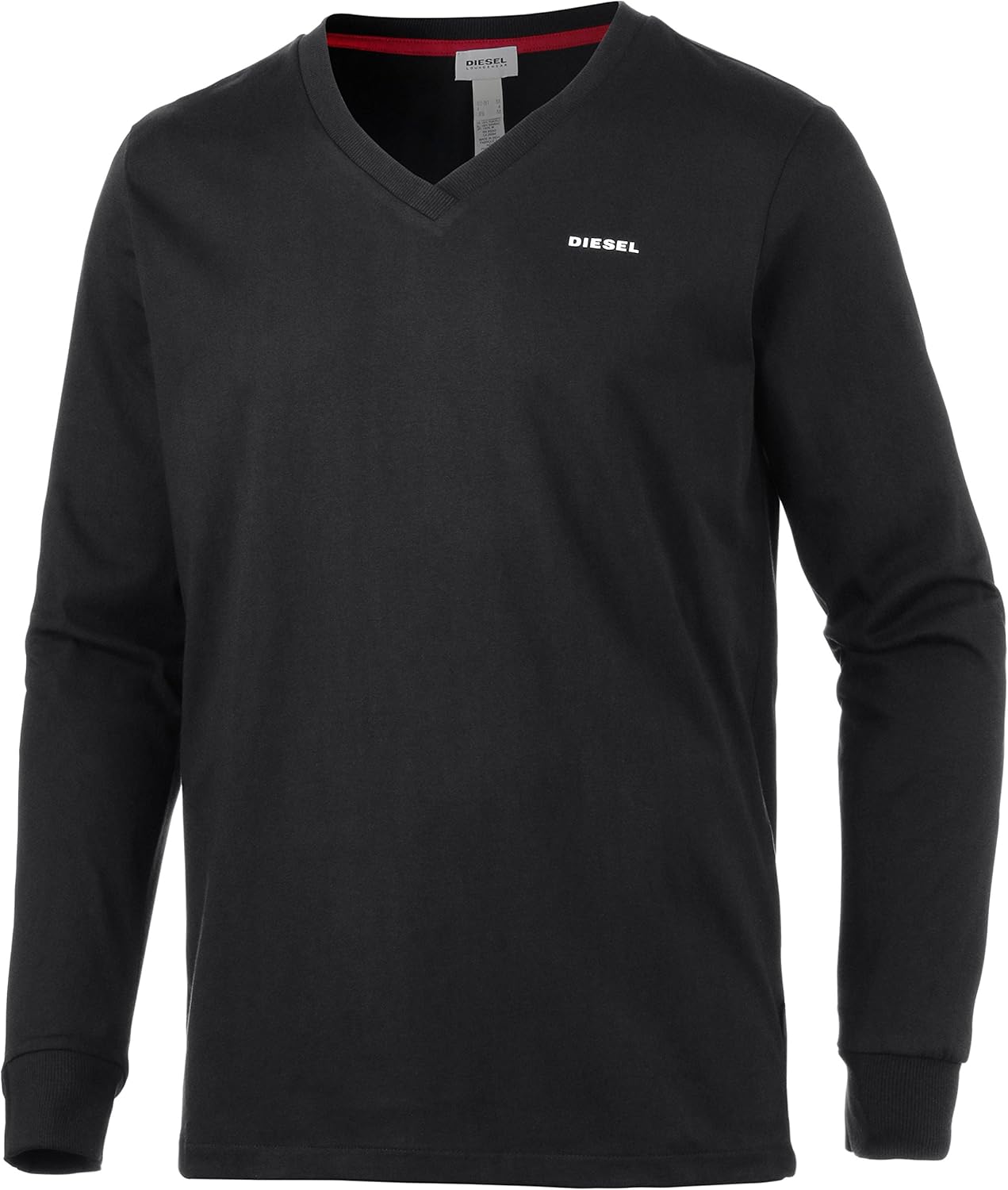 Diesel Men's Justin V-Neck Long Sleeve T-Shirt, Black, Large at Amazon Menâs Clothing store
