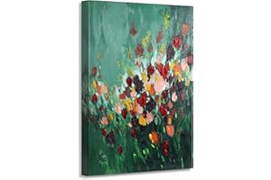 ArtbyHannah 24x36 Inch Flower Canvas Paintings Wall Art for Bedroom, Hand-Painted with Colorful Floral 3D Textured Artwork on Canvas