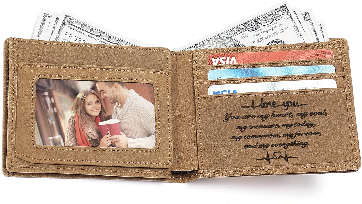 Personalized Engraved Leather Men Wallet For Boyfriend Husband I Love You Romantic Customized Gifts Ideas From Girlfriend Wife For Graduation Birthday Valentines Christmas Anniversary Buy Online At Best Price In