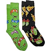 Nickelodeon Teenage Mutant Ninja Turtles Pizza Men's Crew Socks Two Pair Pack 10-13