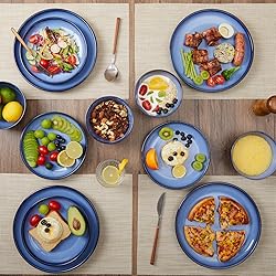 Pokini Blue Stoneware Dinnerware Set, 12 pcs