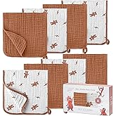 LILY O LAUREL Muslin Burp Cloths, 20"x10"- Pack of 8, 6 Layers Super Soft Absorbent & Breathable 100% Cotton for Baby Drool and Messes, Burp Cloth Baby Boy and Burp Cloths Baby Girl