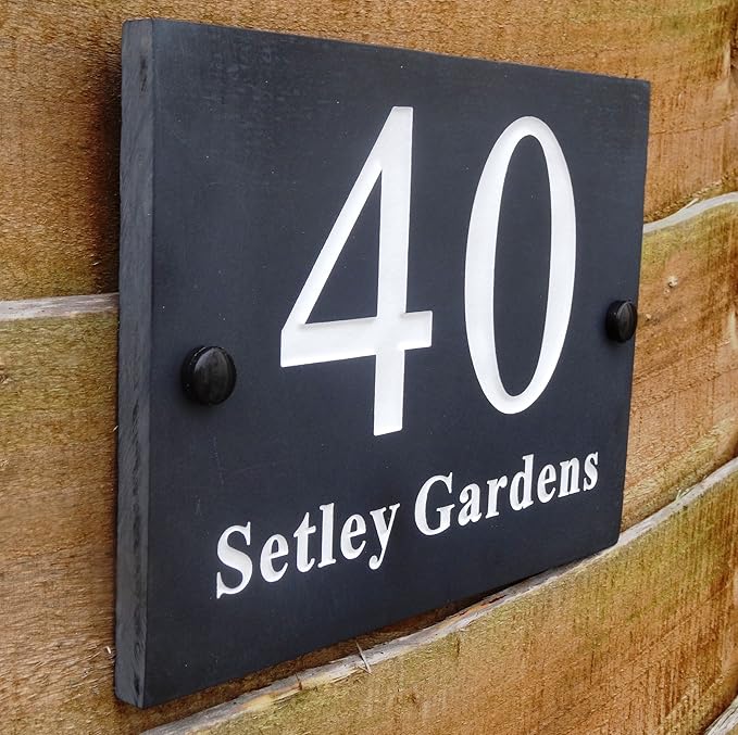 High Quality Deep Engraved Natural Honed Slate House Name Sign Number