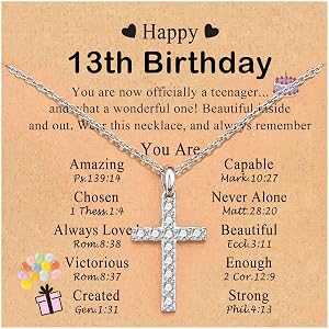 8-18 Year Old Girl Birthday Gift Cross Necklace Jewelry for 8-18th Girls | Happy Birthday Card/Decorations/Stuff, Stainless S